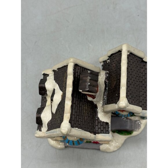 Porcelain Christmas Village Toy shop House Holiday Décor snow blue gray READ - Picture 2 of 6